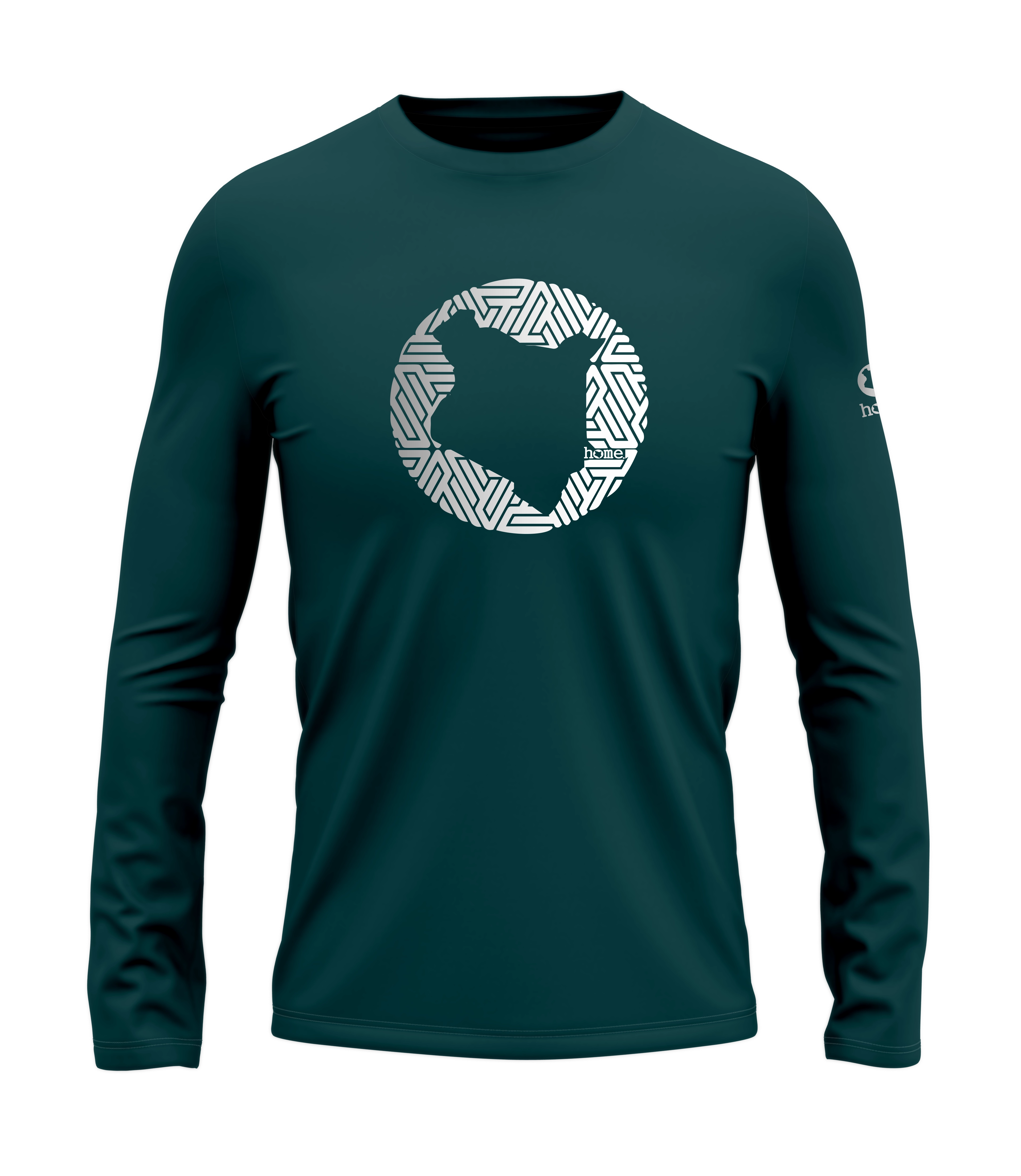 home_254 LONG-SLEEVED DEEP AQUA T-SHIRT WITH A SILVER MAP PRINT