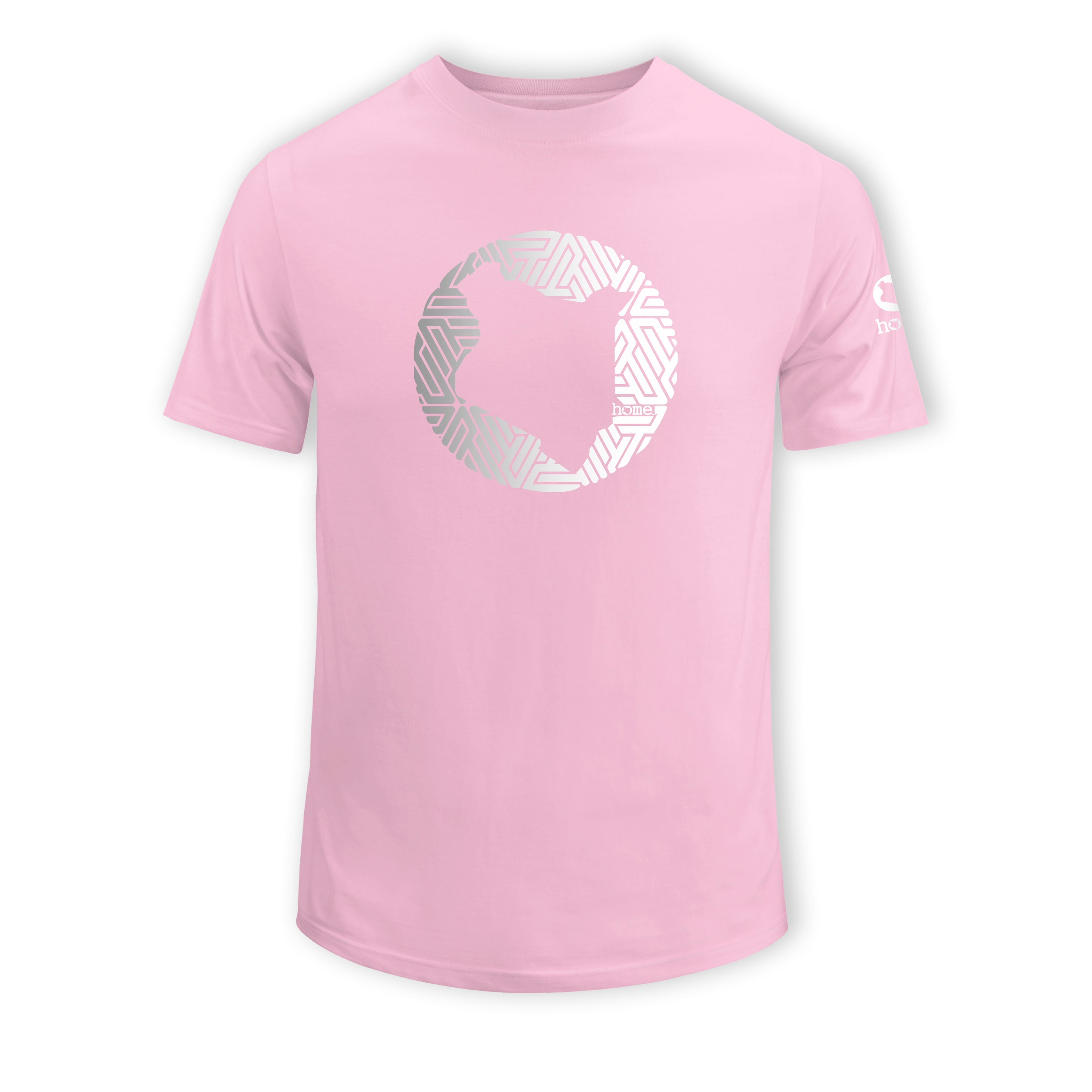 home_254 SHORT-SLEEVED PINK T-SHIRT WITH A SILVER MAP PRINT – COTTON PLUS FABRIC