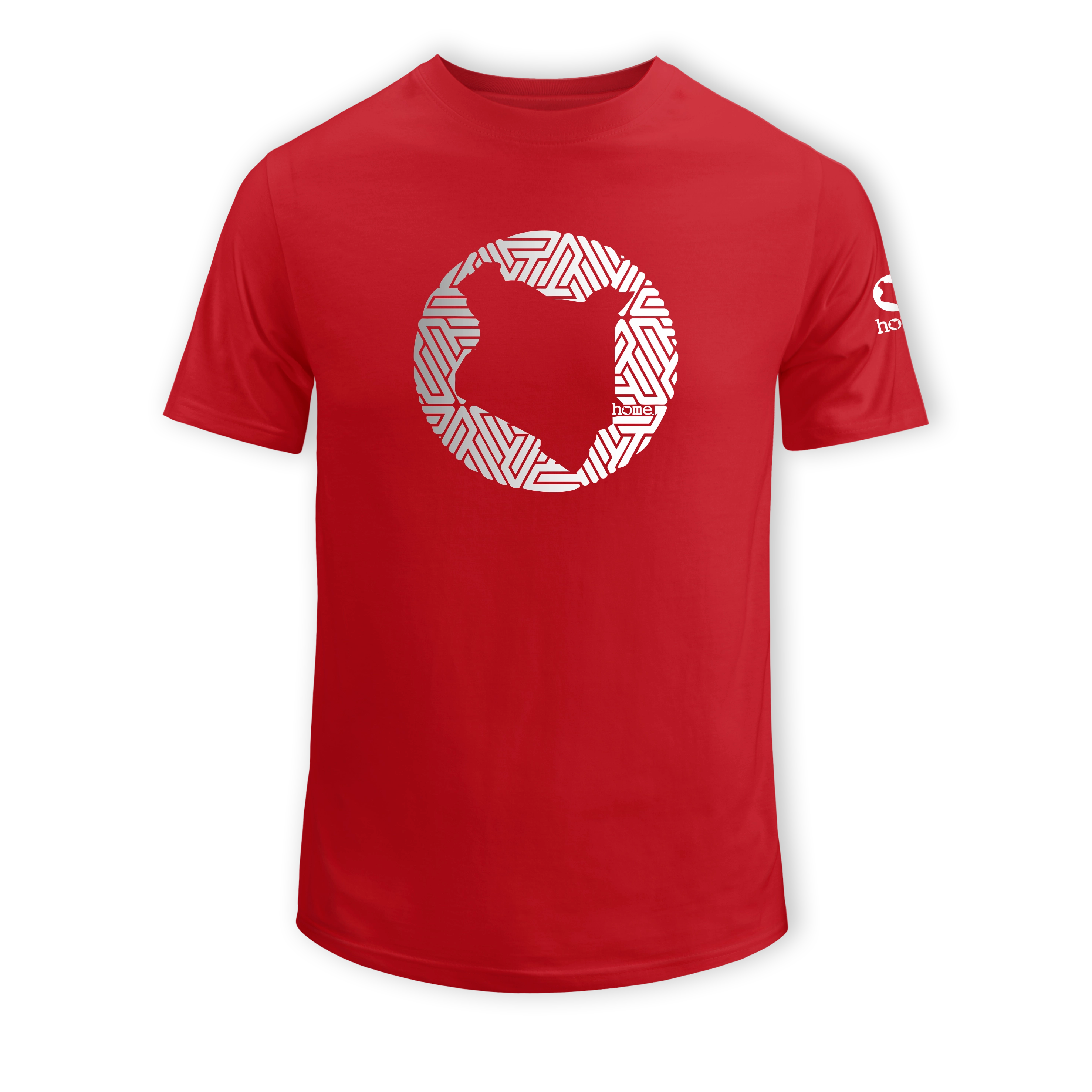 home_254 KIDS SHORT-SLEEVED RED T-SHIRT WITH A SILVER MAP PRINT – COTTON PLUS FABRIC