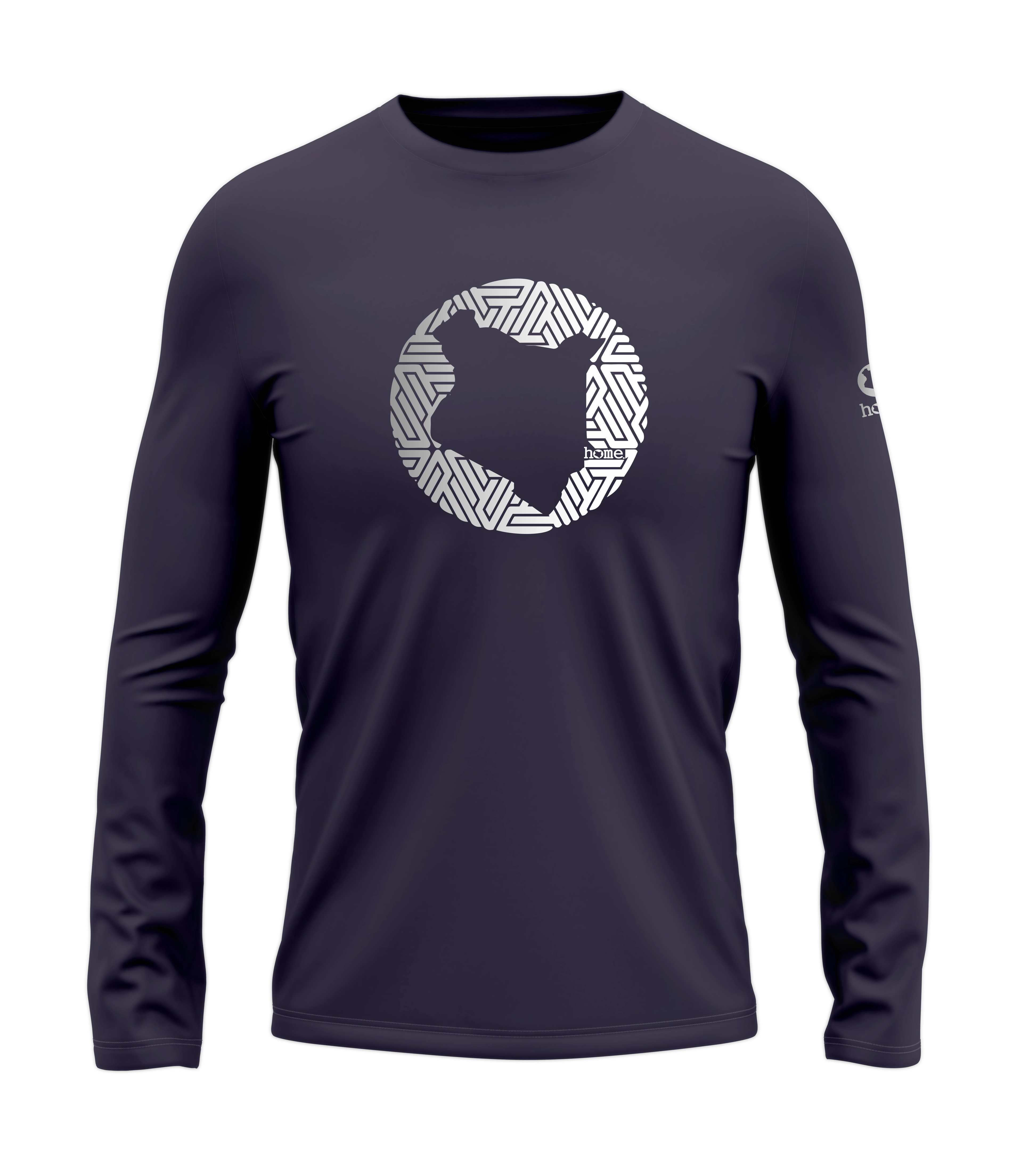 home_254 LONG-SLEEVED RICH PURPLE T-SHIRT WITH A SILVER MAP PRINT – COTTON PLUS FABRIC