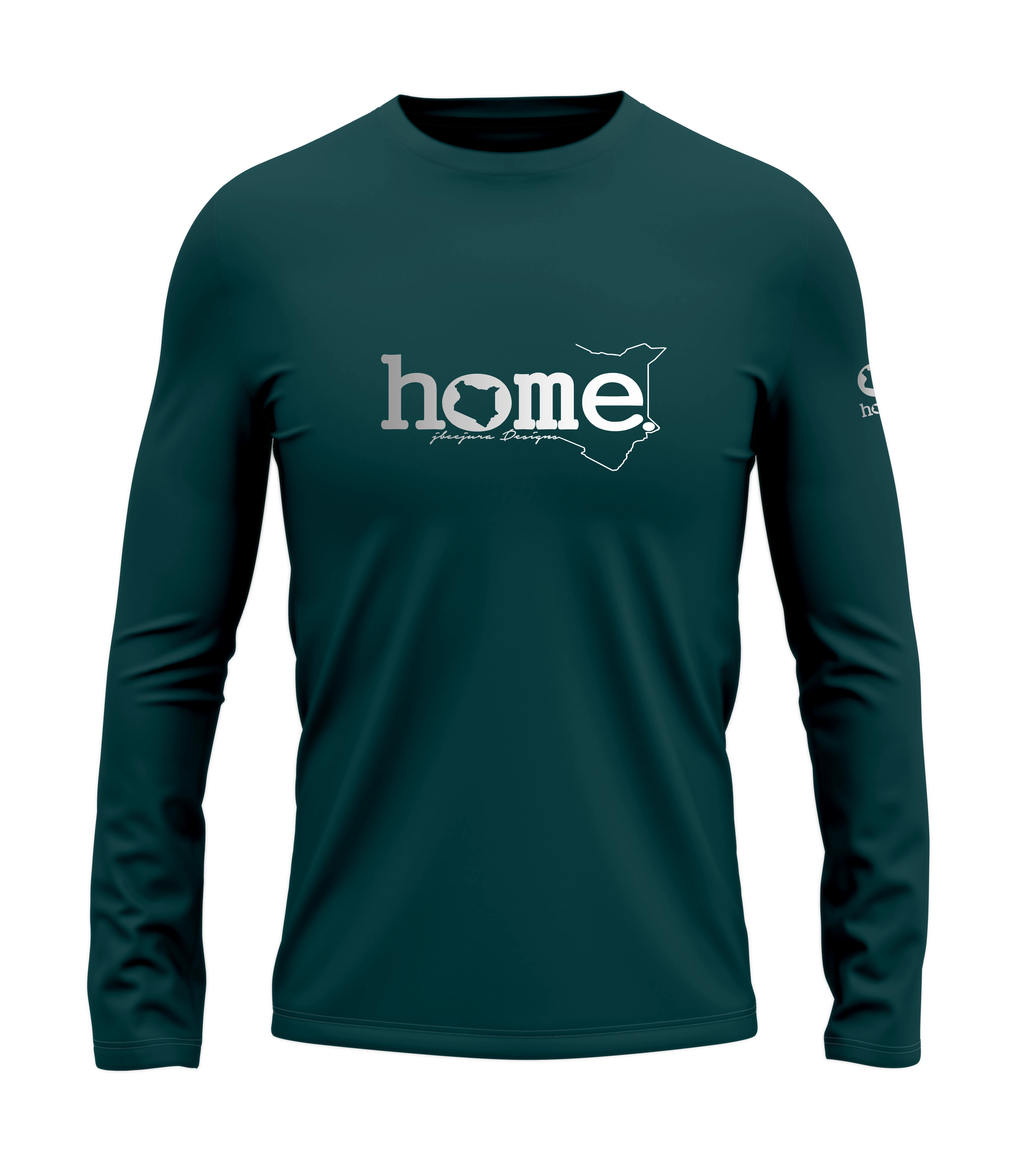 home_254 LONG-SLEEVED DEEP AQUA T-SHIRT WITH A SILVER WORDS PRINT