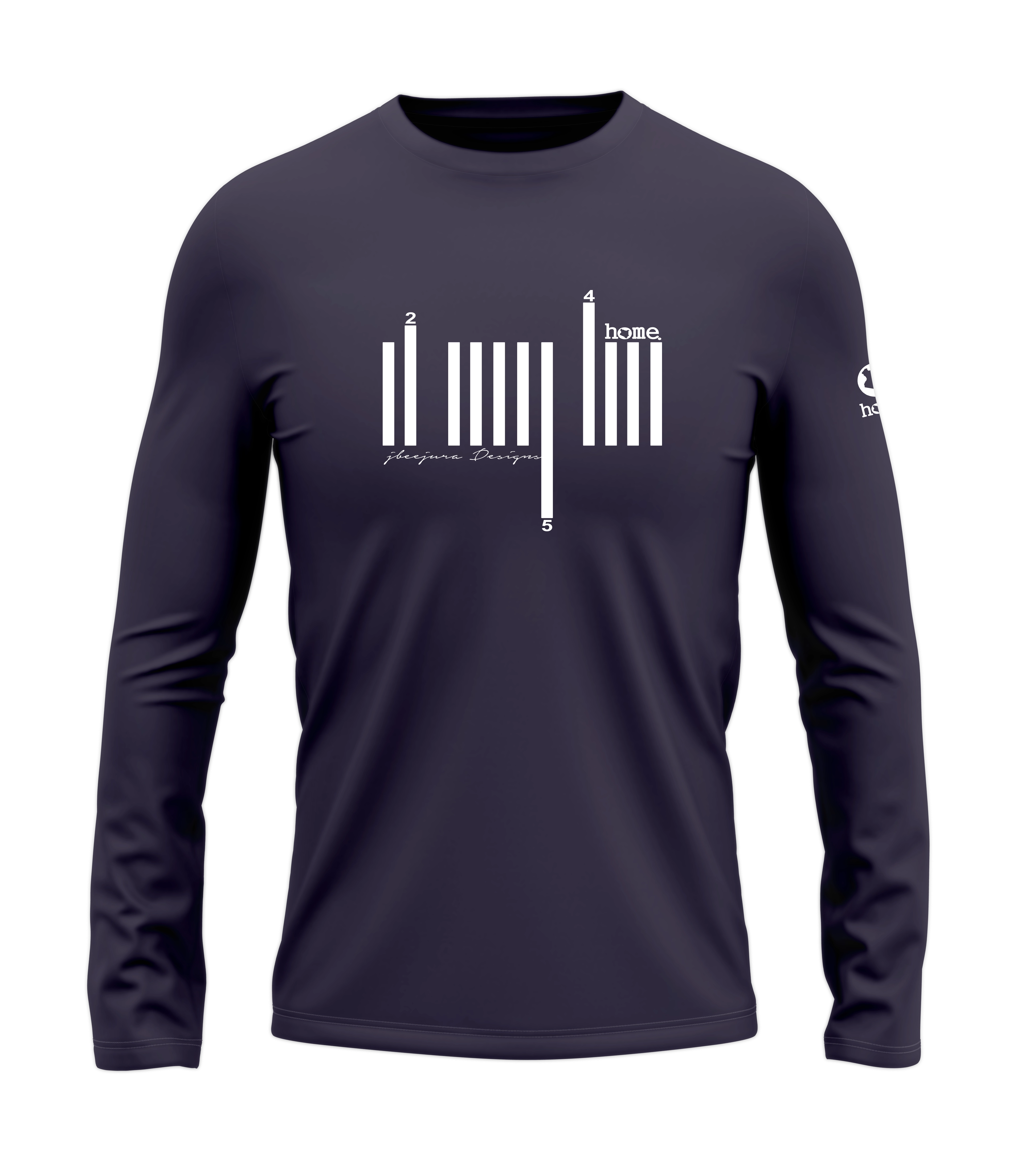 home_254 LONG-SLEEVED RICH PURPLE T-SHIRT WITH A WHITE BARS PRINT – COTTON PLUS FABRIC