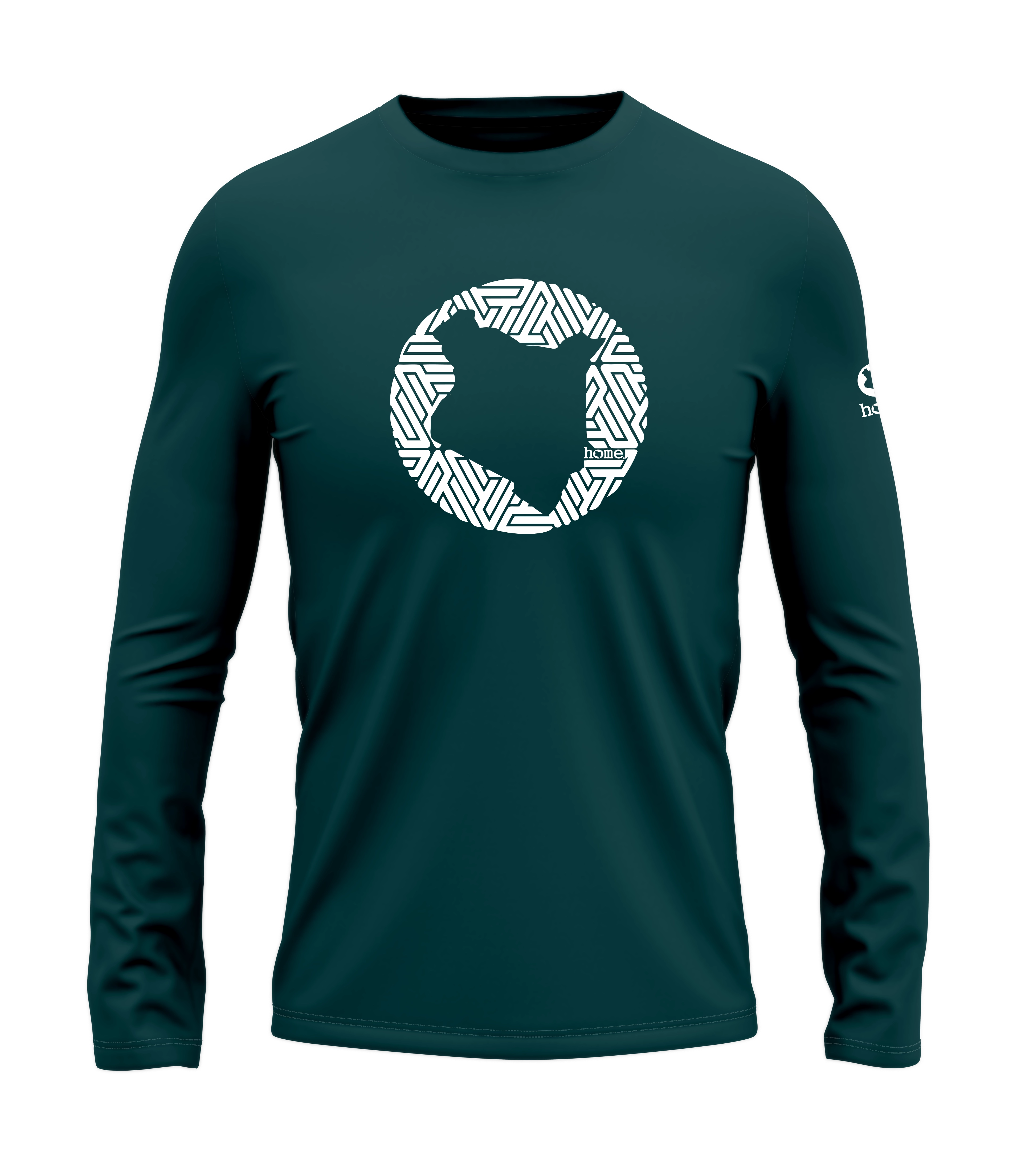 home_254 LONG-SLEEVED DEEP AQUA T-SHIRT WITH A WHITE MAP PRINT