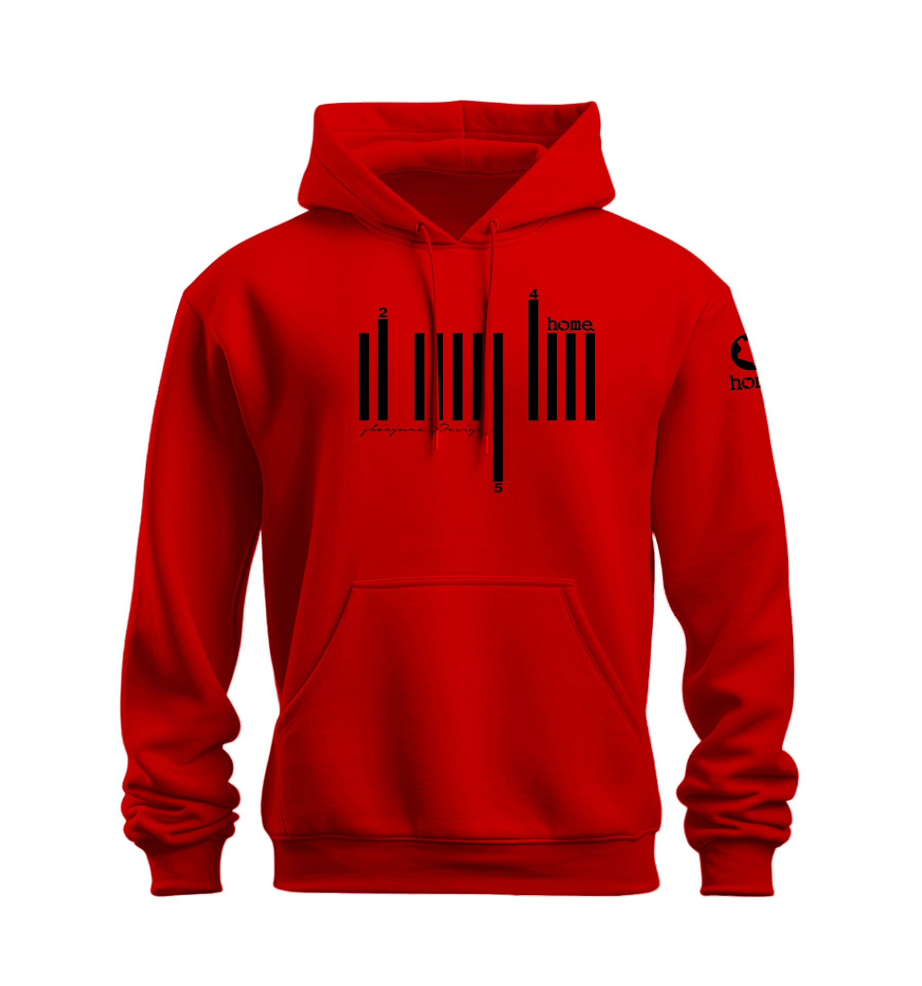 home_254 NUVETRA™ RED HOODIE WITH A BLACK BARS PRINT