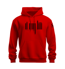 home_254 NUVETRA™ RED HOODIE WITH A BLACK BARS PRINT