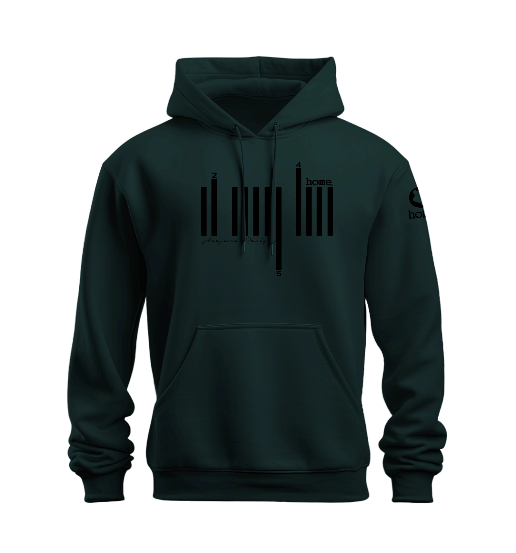 home_254 NUVETRA™ HUNTER GREEN HOODIE WITH A BLACK BARS PRINT