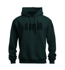 home_254 NUVETRA™ HUNTER GREEN HOODIE WITH A BLACK BARS PRINT