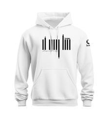 home_254 NUVETRA™ WHITE HOODIE WITH A BLACK BARS PRINT 
