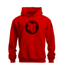 home_254 NUVETRA™ RED HOODIE WITH A BLACK MAP PRINT