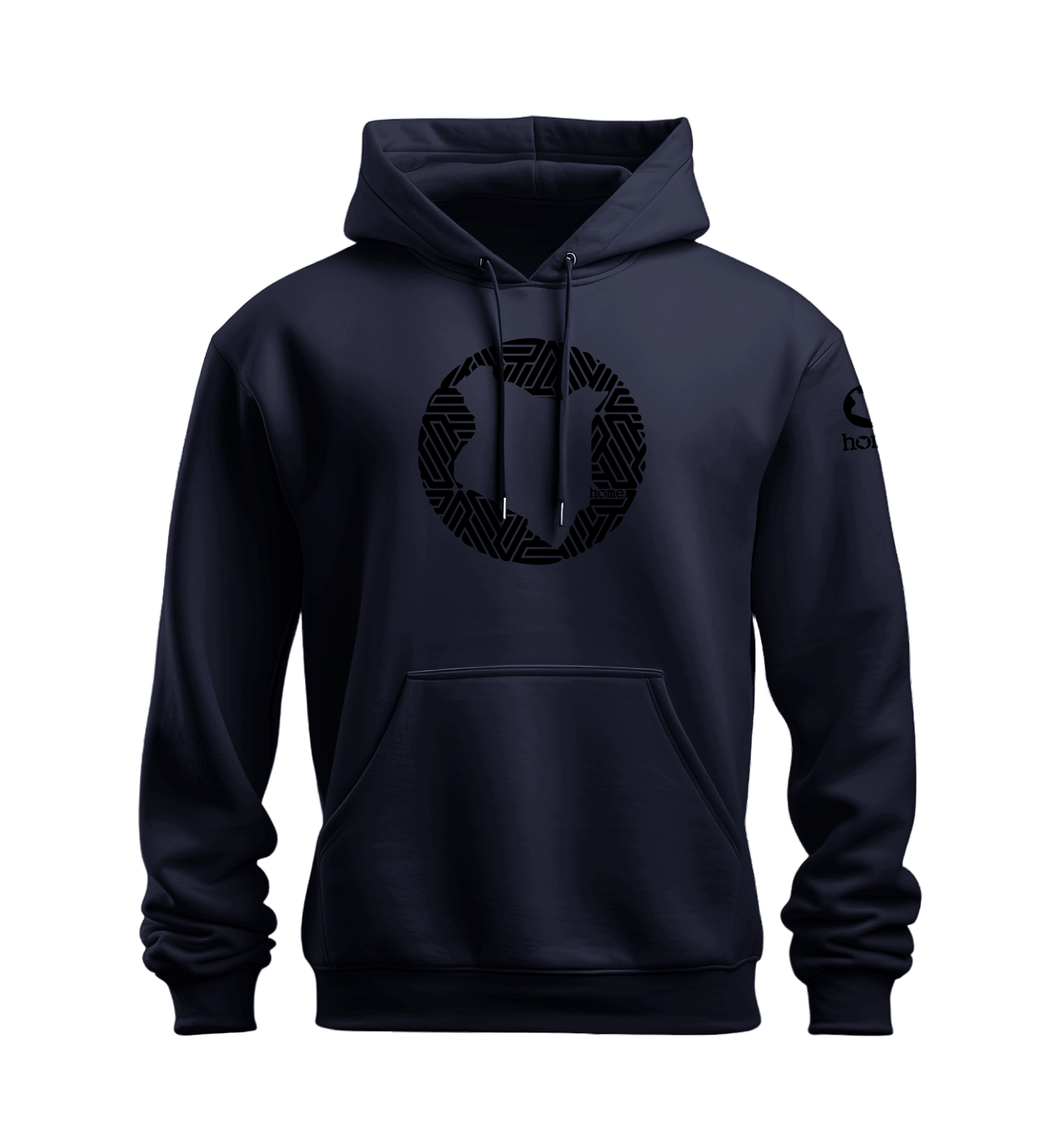 home_254 NUVETRA™ NAVY BLUE HOODIE WITH A BLACK MAP PRINT 
