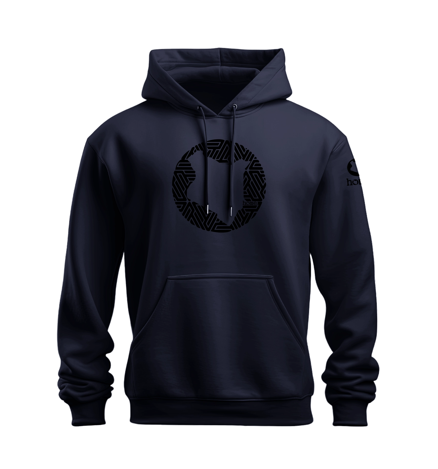 home_254 NUVETRA™ NAVY BLUE HOODIE WITH A BLACK MAP PRINT