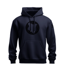 home_254 NUVETRA™ NAVY BLUE HOODIE WITH A BLACK MAP PRINT 