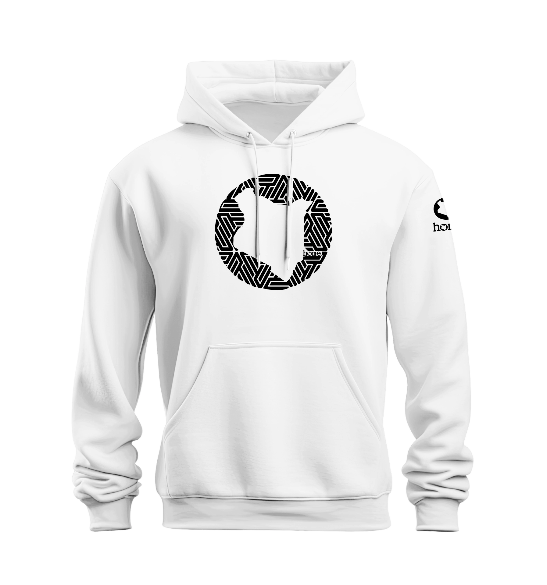 home_254 NUVETRA™ WHITE HOODIE WITH A BLACK MAP PRINT