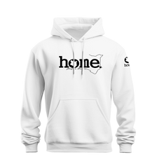 home_254 NUVETRA™ WHITE HOODIE WITH A BLACK CLASSIC WORDS PRINT 