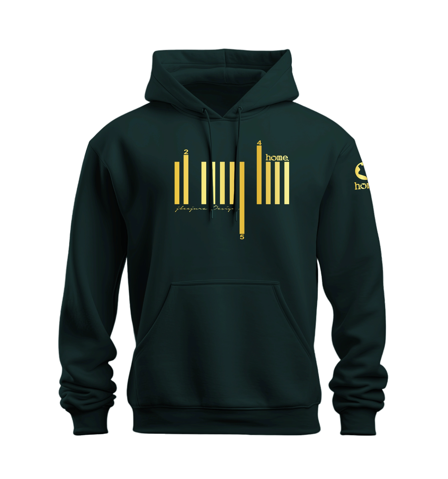 home_254 NUVETRA™ HUNTER GREEN HOODIE WITH A GOLD BARS PRINT