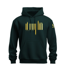 home_254 NUVETRA™ HUNTER GREEN HOODIE WITH A GOLD BARS PRINT