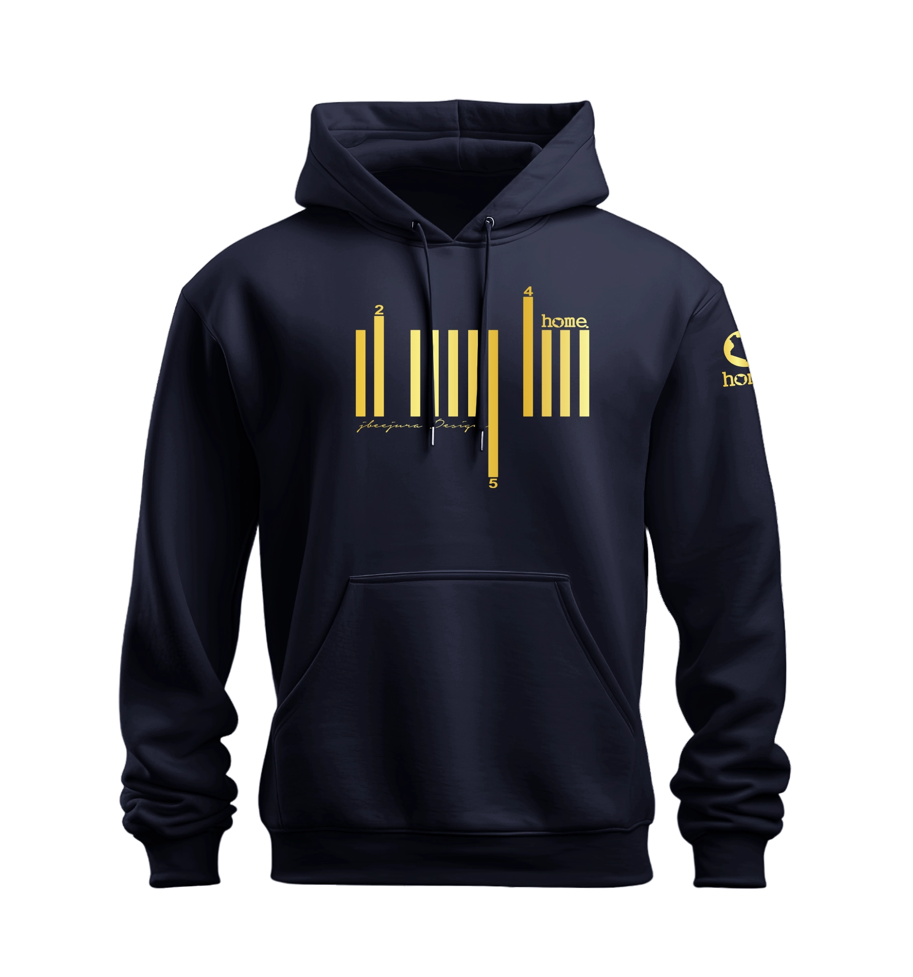 home_254 NUVETRA™ NAVY BLUE HOODIE WITH A GOLD BARS PRINT 
