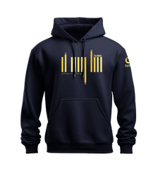 home_254 NUVETRA™ NAVY BLUE HOODIE WITH A GOLD BARS PRINT 