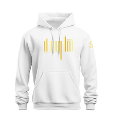 home_254 NUVETRA™ WHITE HOODIE WITH A GOLD BARS PRINT 