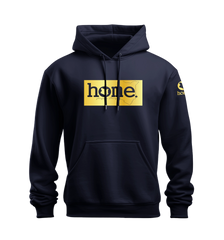 home_254 NUVETRA™ NAVY BLUE HOODIE WITH A GOLD CLASSIC PRINT 