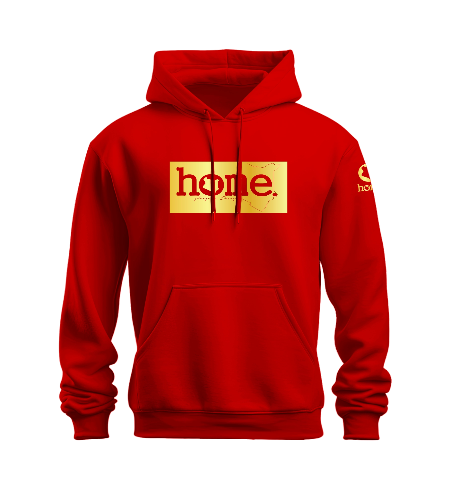 home_254 NUVETRA™ RED HOODIE WITH A GOLD CLASSIC PRINT