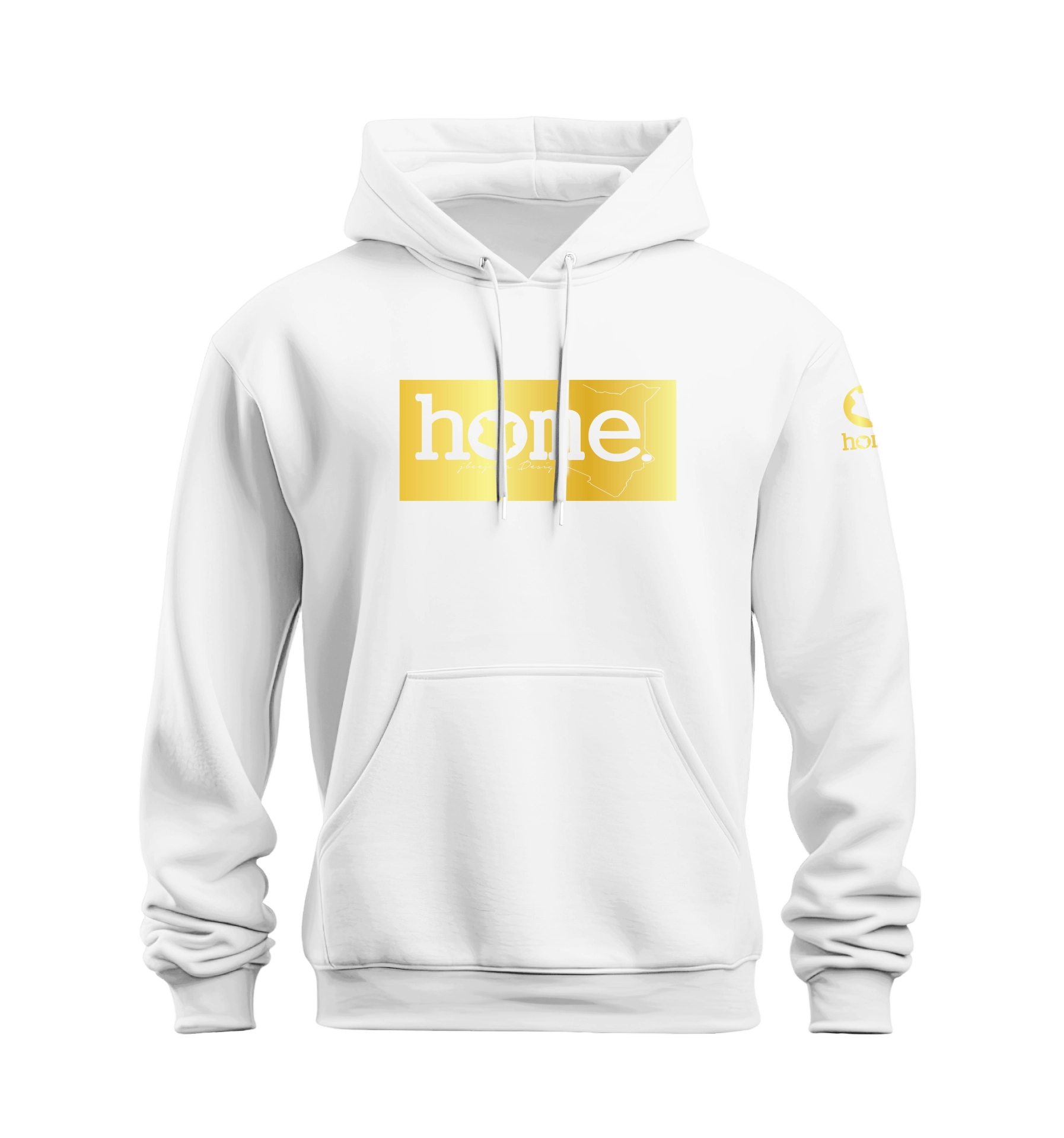 home_254 NUVETRA™ WHITE HOODIE WITH A GOLD CLASSIC PRINT