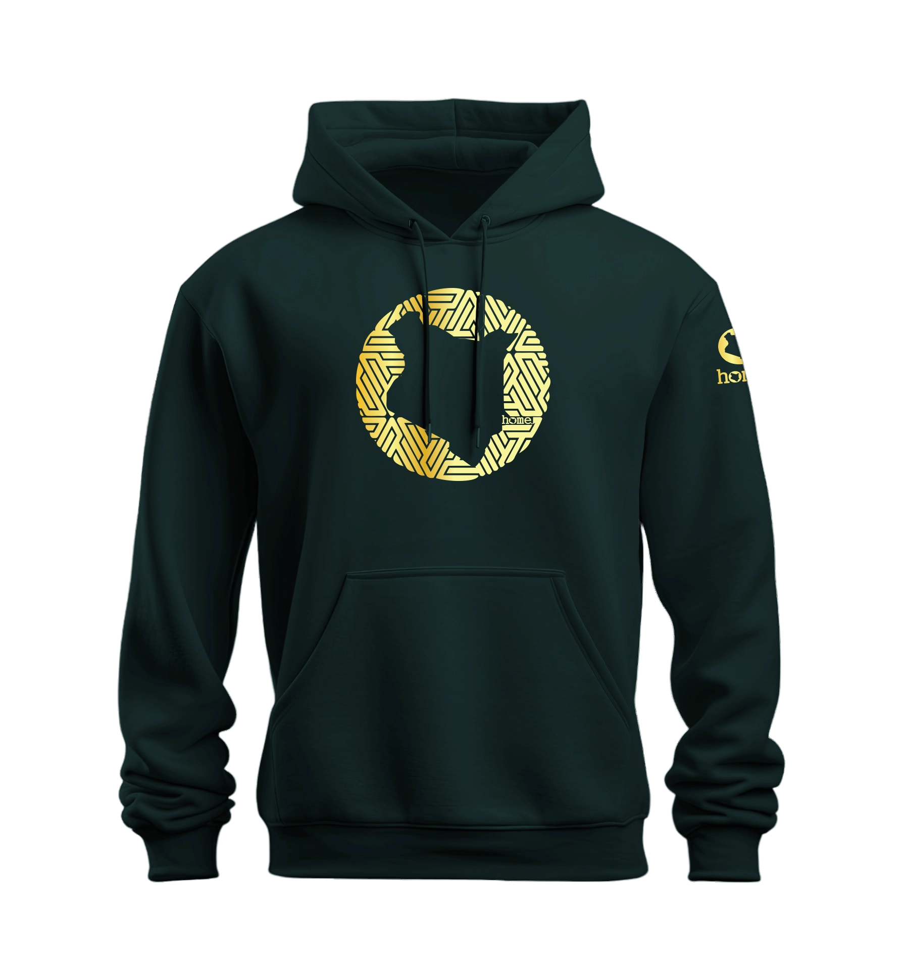 home_254 NUVETRA™ HUNTER GREEN HOODIE WITH A GOLD MAP PRINT