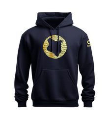 home_254 NUVETRA™ NAVY BLUE HOODIE WITH A GOLD MAP PRINT 