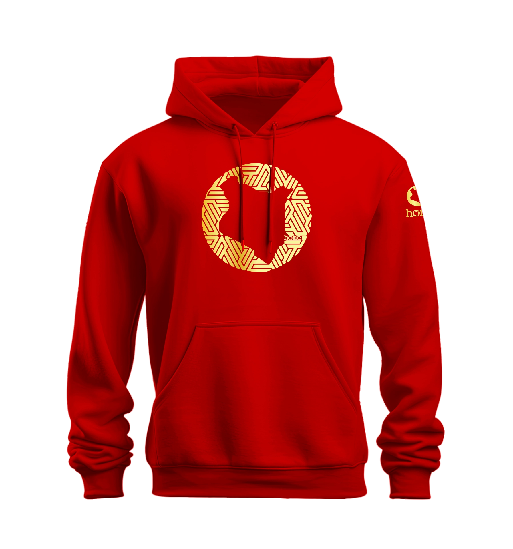 home_254 NUVETRA™ RED HOODIE WITH A GOLD MAP PRINT