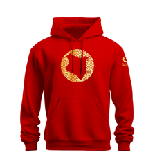 home_254 NUVETRA™ RED HOODIE WITH A GOLD MAP PRINT