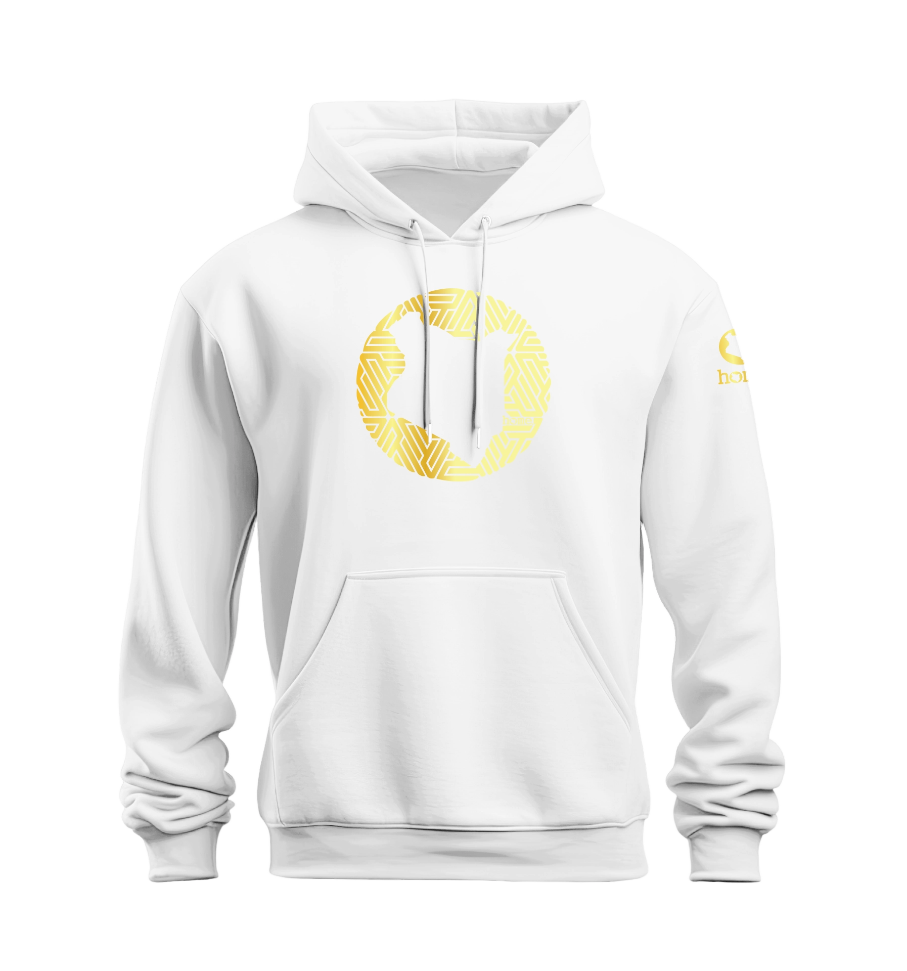 home_254 NUVETRA™ WHITE HOODIE WITH A GOLD MAP PRINT