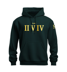 home_254 NUVETRA™ HUNTER GREEN HOODIE WITH A GOLD ROMAN NUMERALS PRINT