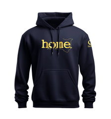 home_254 NUVETRA™ NAVY BLUE HOODIE WITH A GOLD CLASSIC WORDS PRINT 
