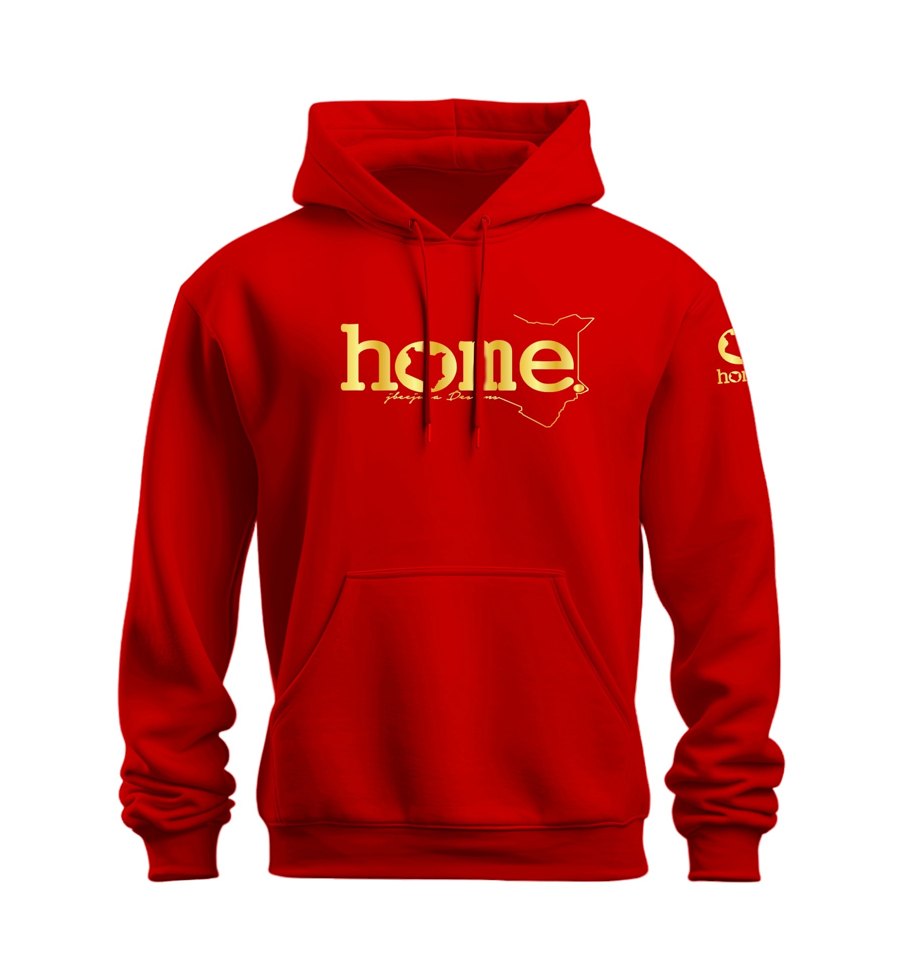 home_254 NUVETRA™ RED HOODIE WITH A GOLD CLASSIC WORDS PRINT