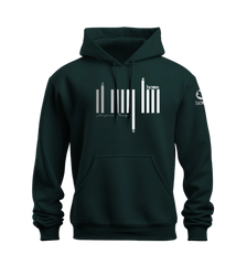 home_254 NUVETRA™ HUNTER GREEN HOODIE WITH A SILVER BARS PRINT