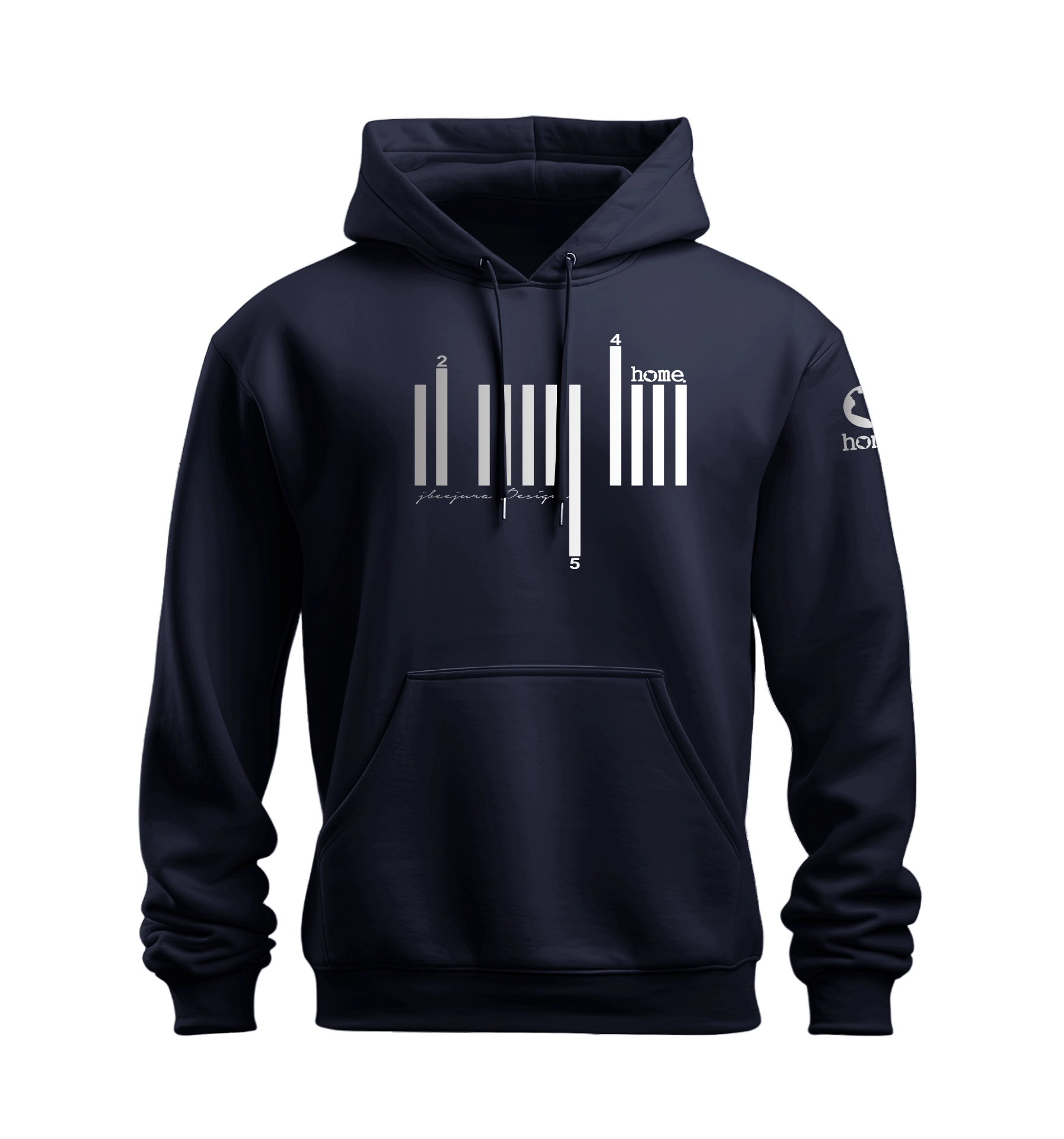 home_254 NUVETRA™ NAVY BLUE HOODIE WITH A SILVER BARS PRINT
