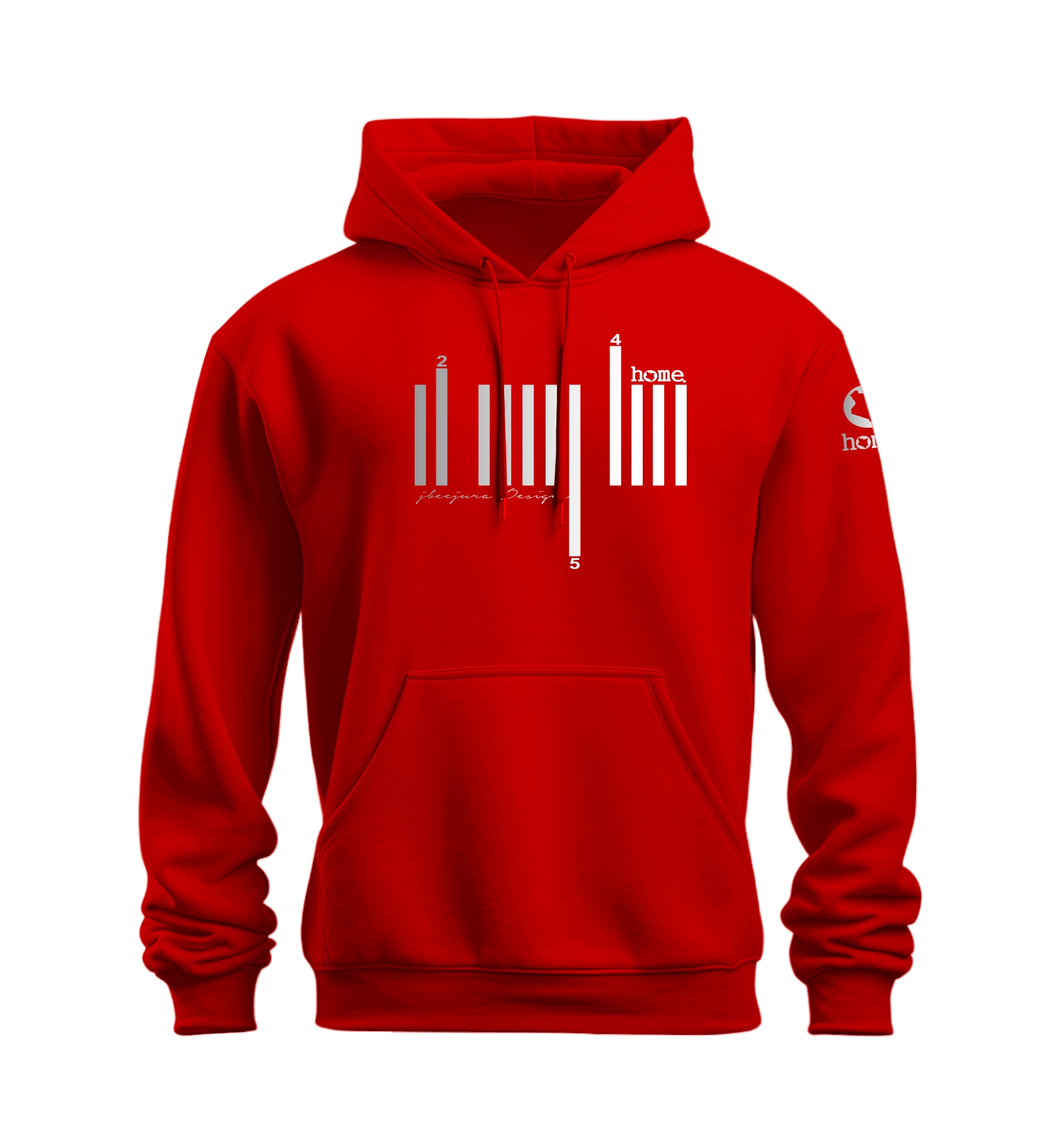 home_254 NUVETRA™ RED HOODIE WITH A SILVER BARS PRINT