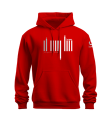 home_254 NUVETRA™ RED HOODIE WITH A SILVER BARS PRINT