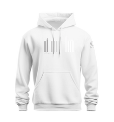 home_254 NUVETRA™ WHITE HOODIE WITH A SILVER BARS PRINT 
