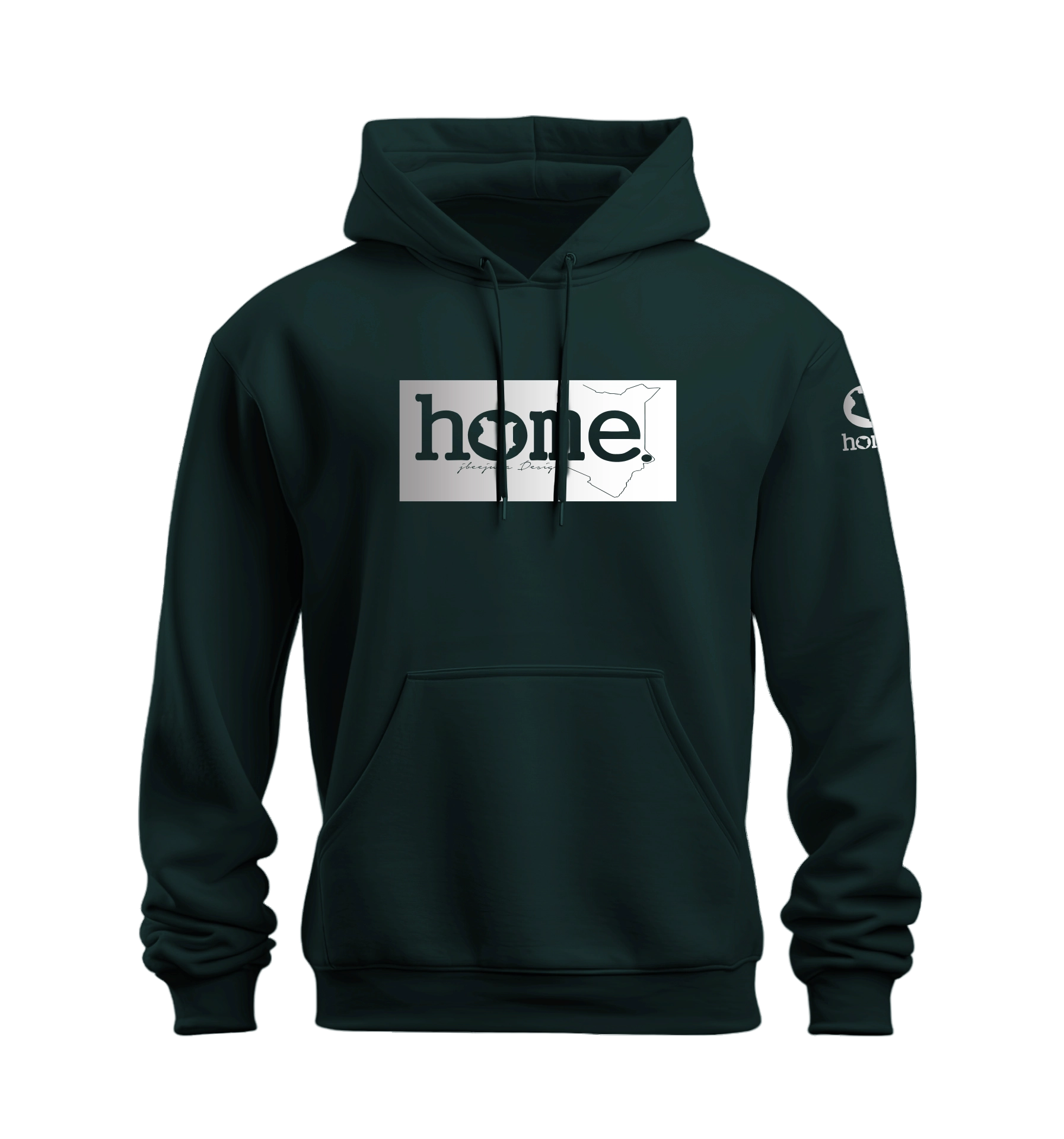 home_254 NUVETRA™ HUNTER GREEN HOODIE WITH A SILVER CLASSIC PRINT