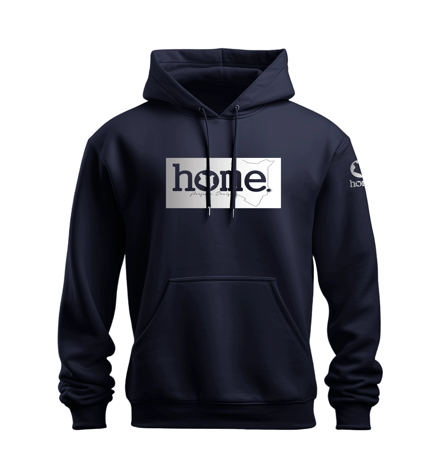 home_254 NUVETRA™ NAVY BLUE HOODIE WITH A SILVER CLASSIC PRINT 