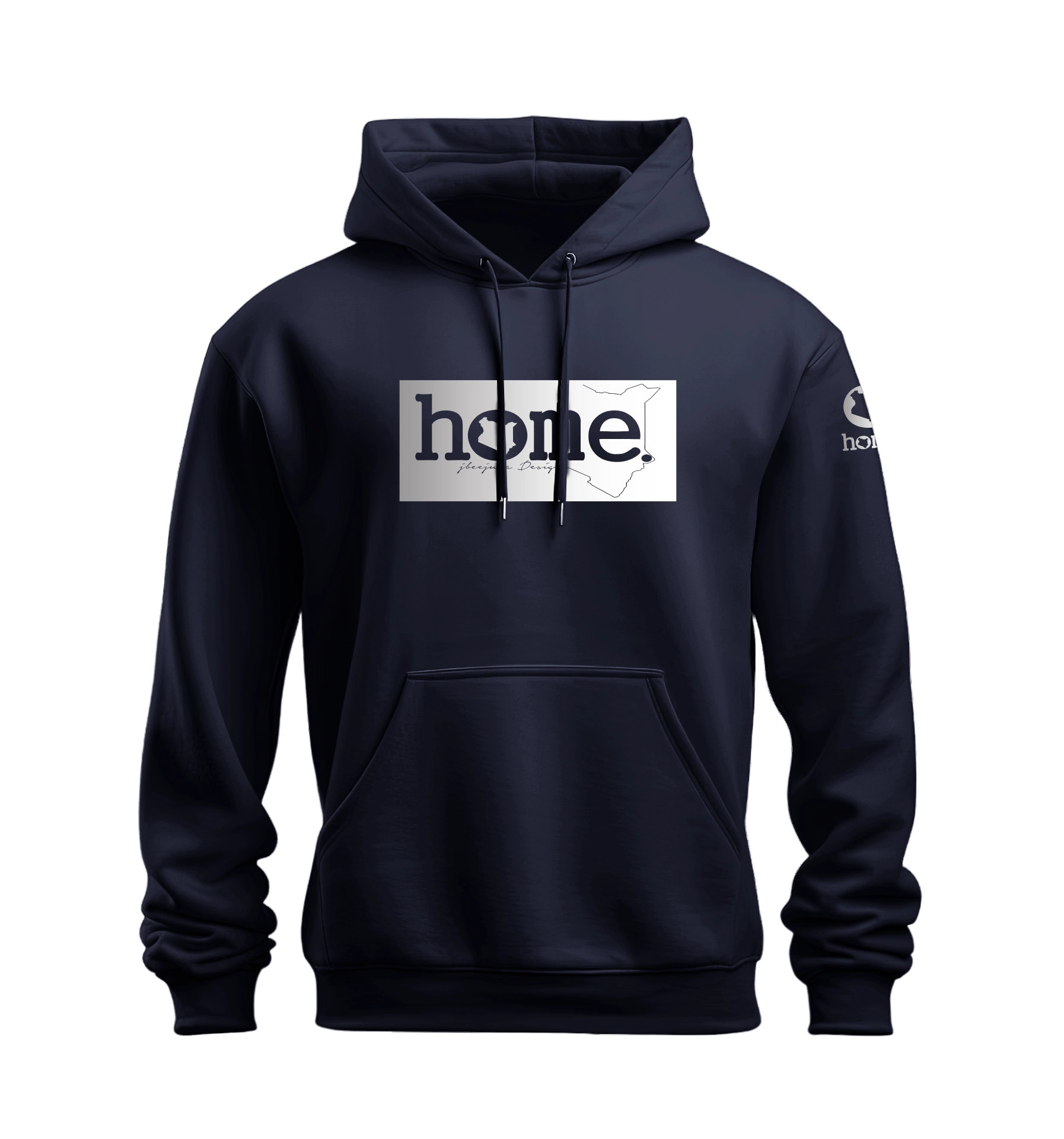 home_254 NUVETRA™ NAVY BLUE HOODIE WITH A SILVER CLASSIC PRINT