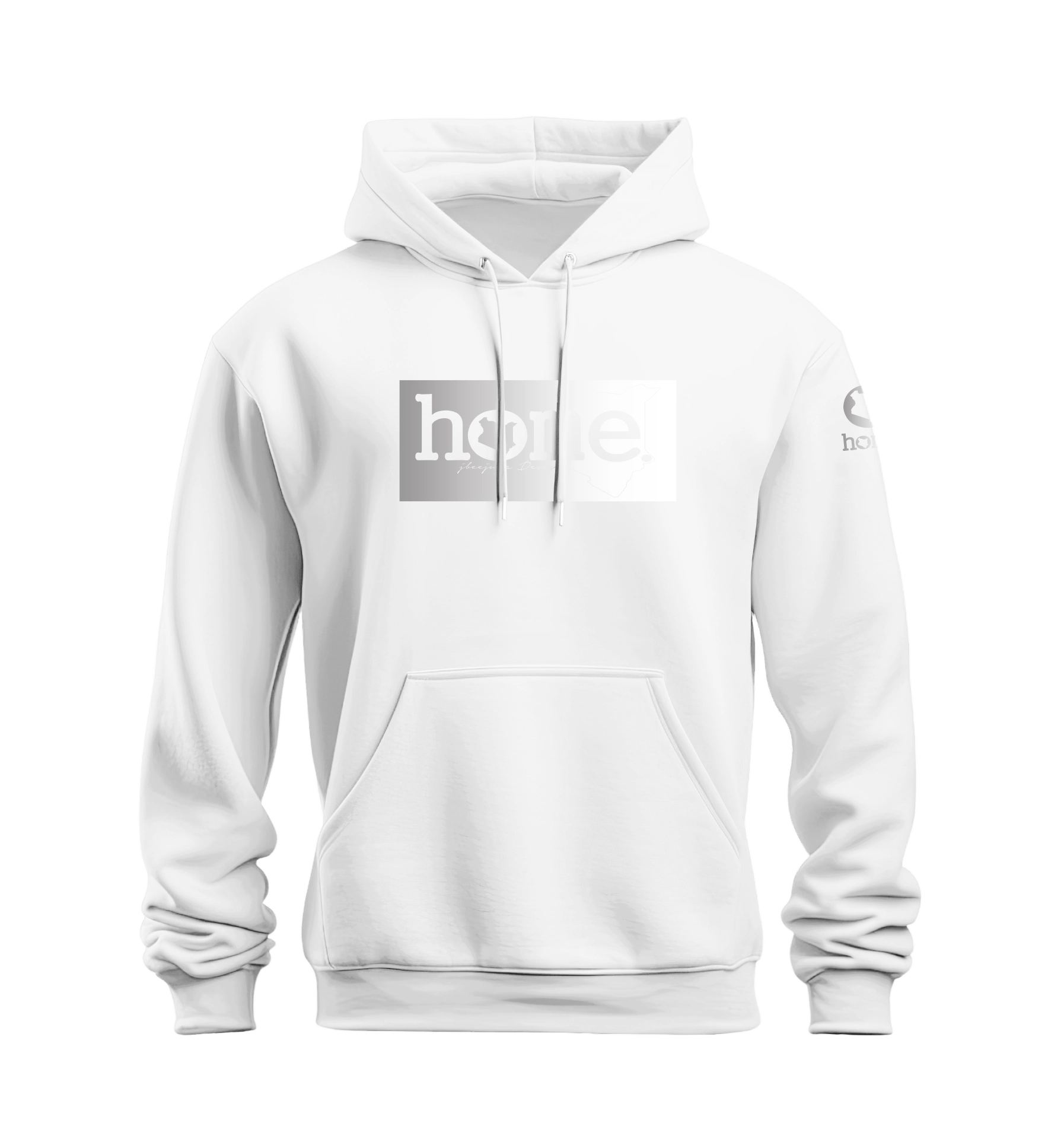 home_254 NUVETRA™ WHITE HOODIE WITH A SILVER CLASSIC PRINT 