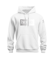 home_254 NUVETRA™ WHITE HOODIE WITH A SILVER CLASSIC PRINT 