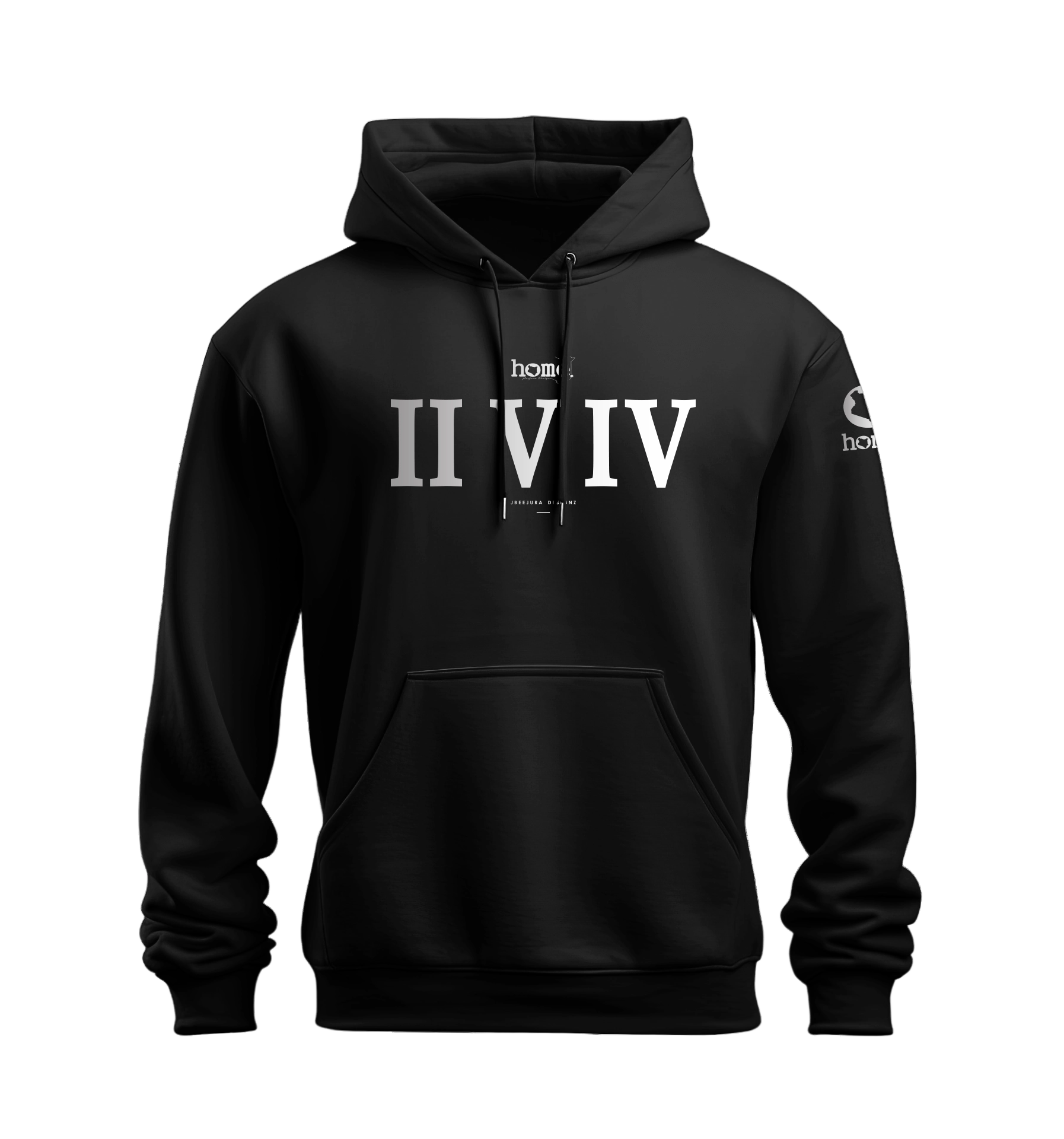 home_254 NUVETRA™ HOODIE WITH A SILVER ROMAN NUMERALS PRINT 