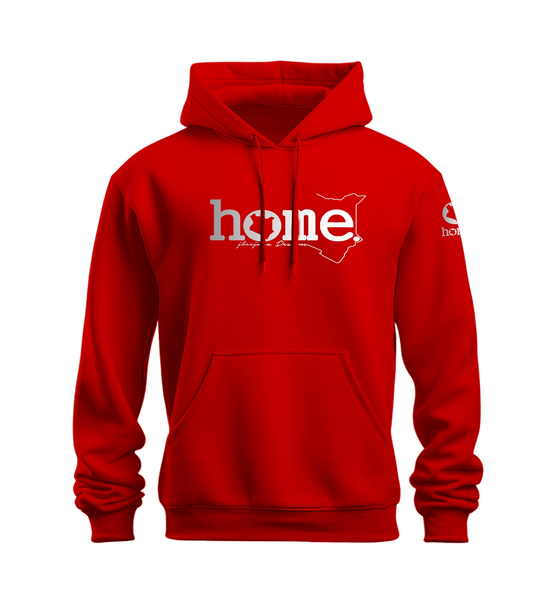 home_254 NUVETRA™ RED HOODIE WITH A SILVER CLASSIC WORDS PRINT