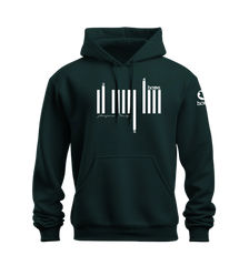 home_254 NUVETRA™ HUNTER GREEN HOODIE WITH A WHITE BARS PRINT