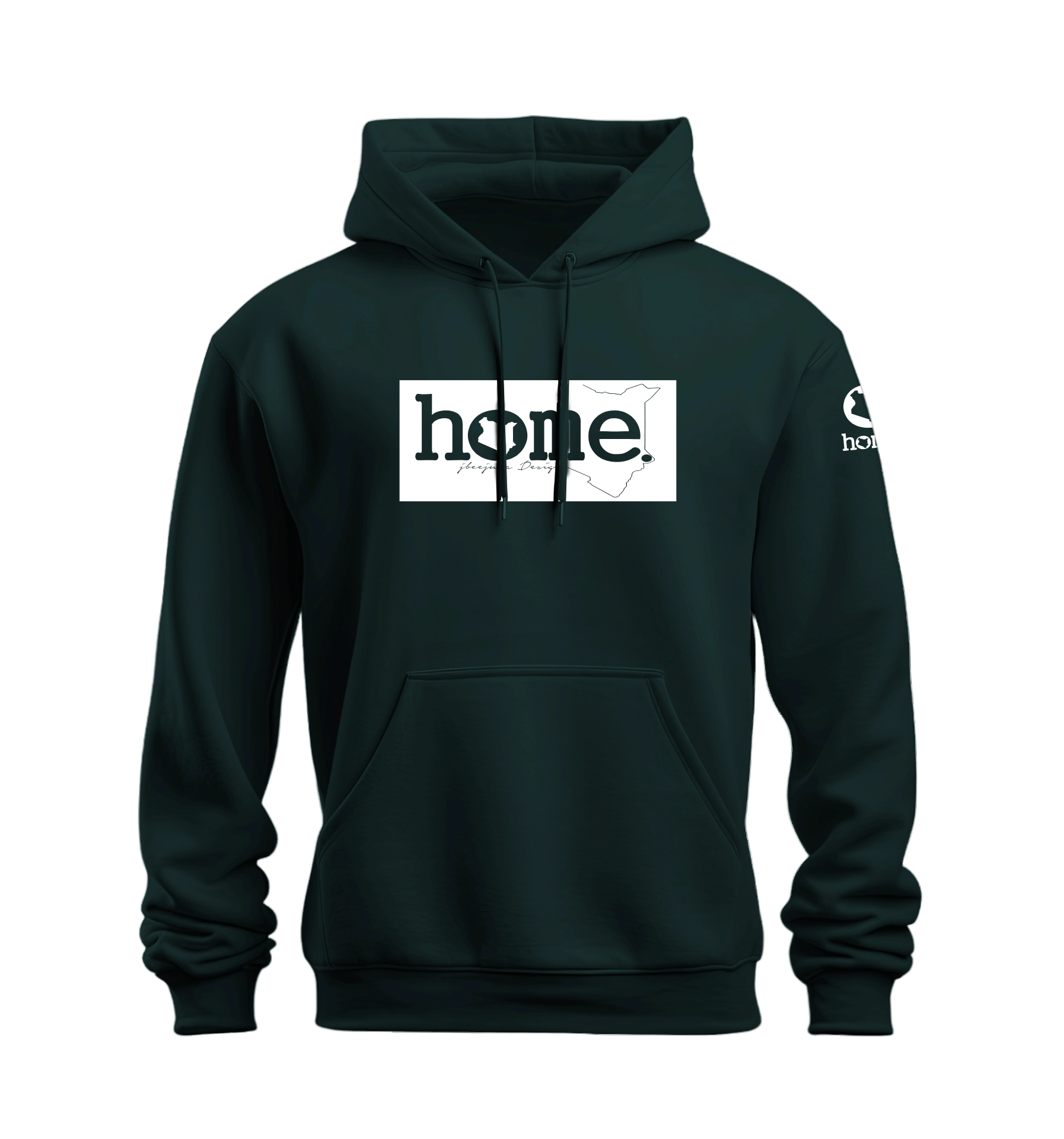 home_254 NUVETRA™ HUNTER GREEN HOODIE WITH A WHITE CLASSIC PRINT