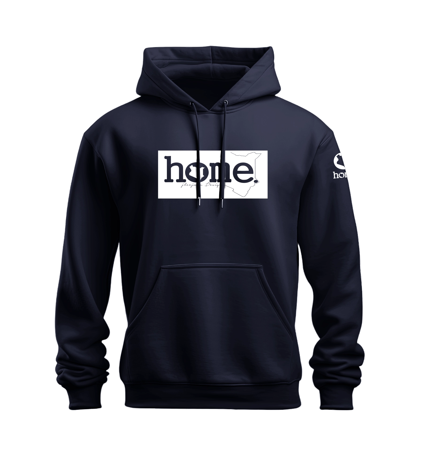 home_254 NUVETRA™ NAVY BLUE HOODIE WITH A WHITE CLASSIC PRINT