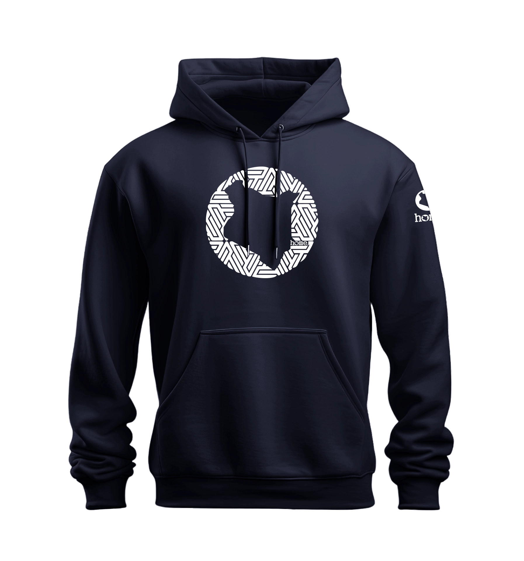home_254 NUVETRA™ NAVY BLUE HOODIE WITH A WHITE MAP PRINT 